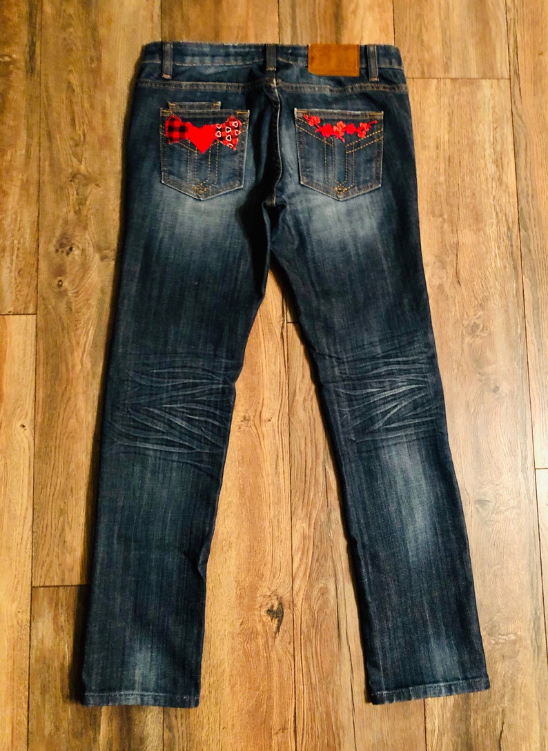 Up-Cycled Vigoss Studio Jeans 910 Skinny \u201cHearts\u201d
