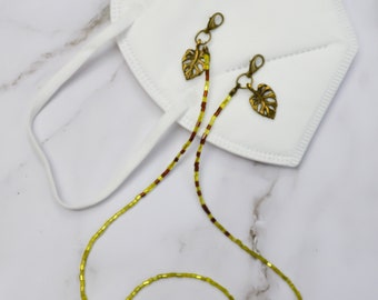 Monstera Mask lanyard, Green necklace, Glasses chain, Face Mask Strap, Sunglasses holder (MASK NOT INCLUDED)