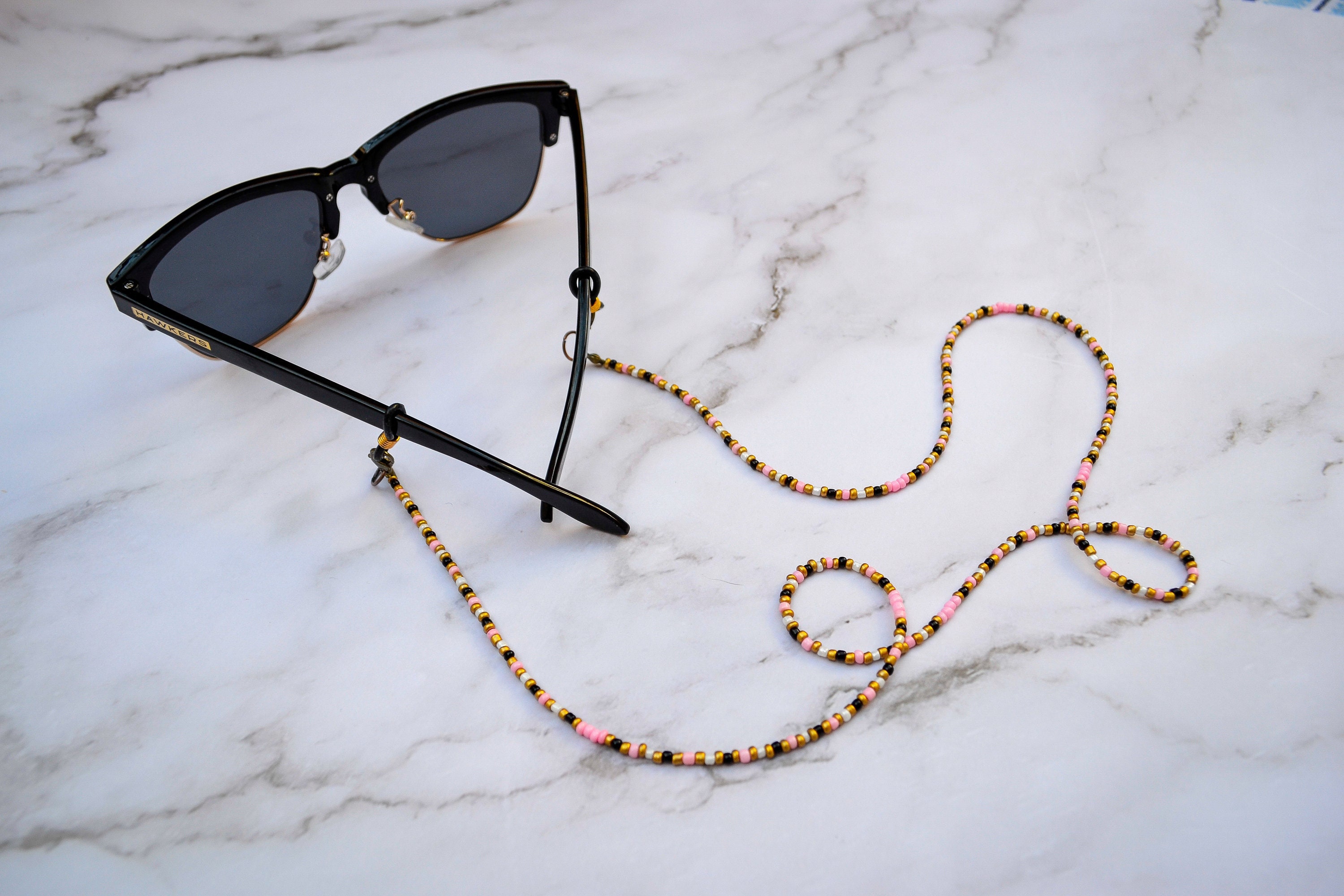 Pink and black mask Necklace, Mask Lanyard, Mask Strap, Face mask chain, mask holder, glasses holder, headphones and Aipords chain (NO MASK)