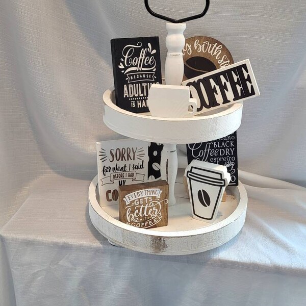 Coffee Tiered Tray Decor Etsy