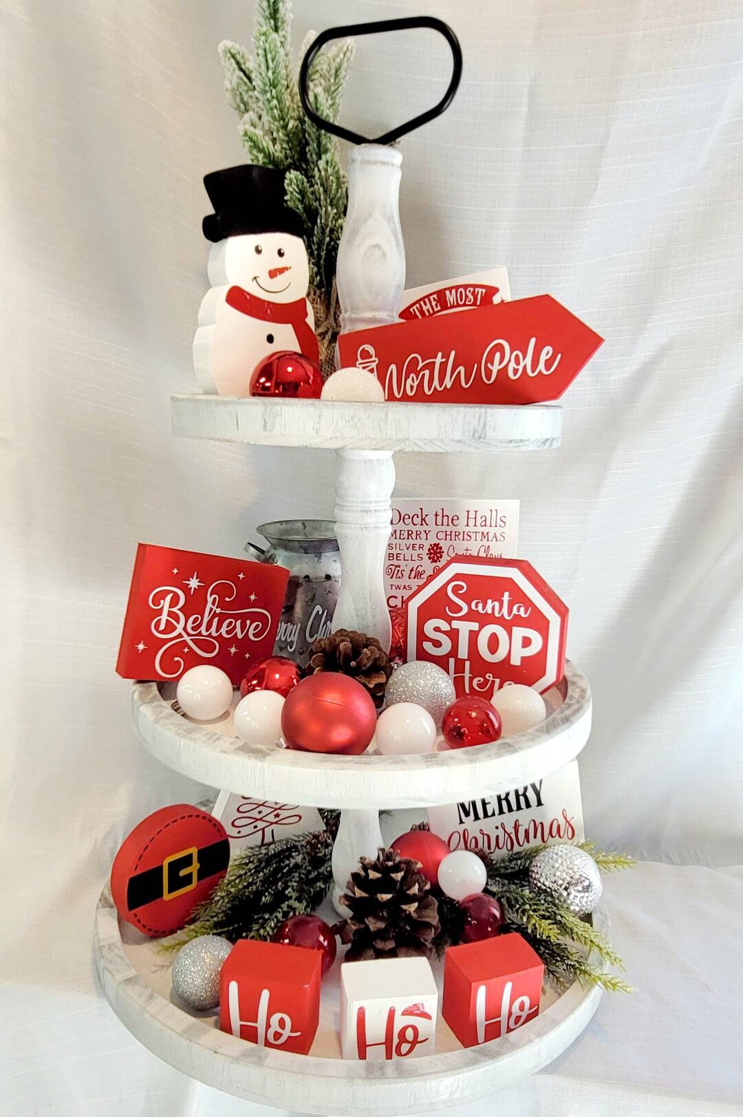 Christmas Tiered Tray Decor/ Christmas Tiered Tray/ Christmas Decor