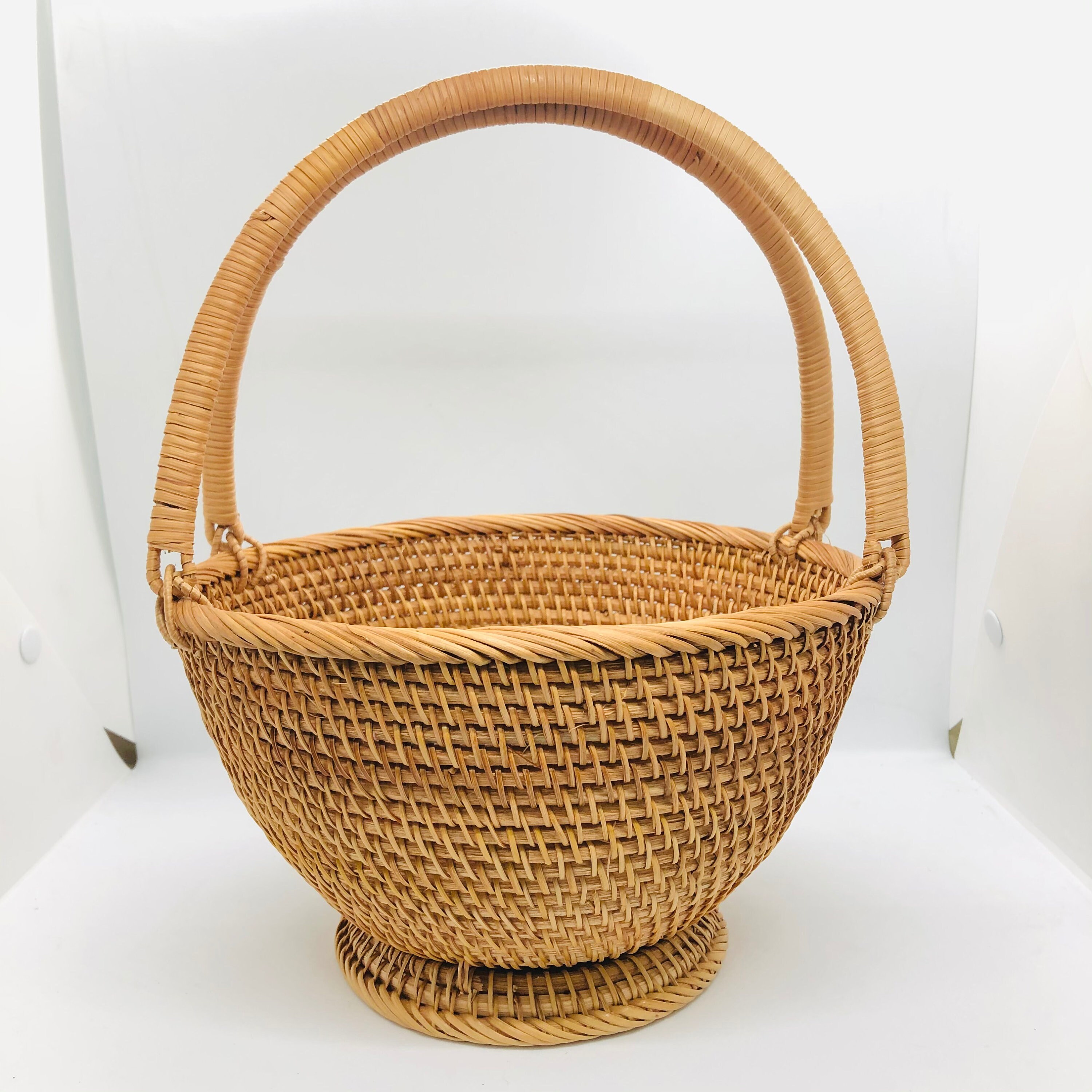 Rattan Basket With Handle Handwoven Rattan basket. Etsy
