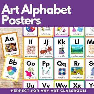 Art Alphabet Posters for Elementary Art Class Primary Art Classroom Decor Art Class Creativity Poster Art Class Art Literacy Posters