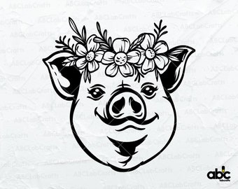 Download Floral Pig Svg Etsy