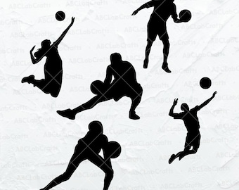 Volleyball Svg Bundle | Volleyball Png | Volleyball Player Silhouette | Volleyball Svg | Dxf Png Eps Files for Cricut Silhouette Printable