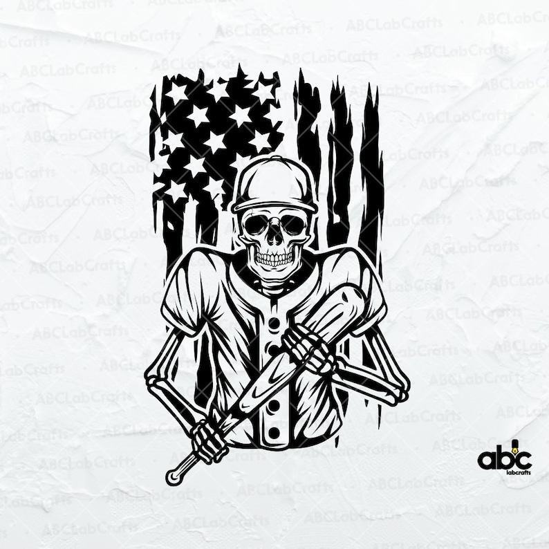 US Baseball Skeleton Batter Svg File US Team Sports Slugger - Etsy