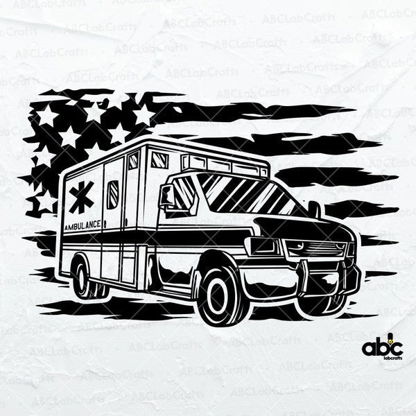 US Ambulance Clipart Svg File | Medical Vehicle Svg | US Ambulance Shirt | Rescue Svg | Rescue Truck Svg | US Emergency vehicle Svg