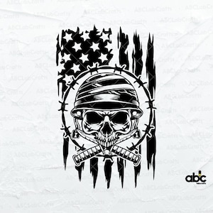 US Military Skull Svg File | Skull Soldier Dad Clipart | US Army Svg | Veteran Svg | Png DXF Jpg Eps File for Cricut Silhouette Printable
