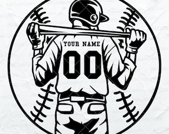 Baseball Player Svg File | Personalized Name Svg| Baseball Team Svg | Baseball Dad Svg Clipart Png Eps Files for Cricut Silhouette Printable