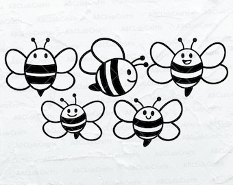 Bee Svg Bundle | Honeybee Svg | Bumble Bee Svg | Cute Bee Svg | Bee Cut File | Bees Svg | Dxf Png Eps Files for Cricut Silhouette Printable