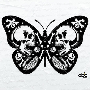 Skull Butterfly Svg File | Skull Svg | Gothic Decal | Rhopalocera Svg | Skeleton Svg | Png DXF Jpg Eps File for Cricut Silhouette Printable