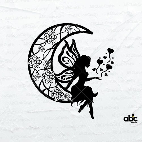 Fairy in the Moon Svg File Fairy Cut Files Fairy Stencil - Etsy Canada