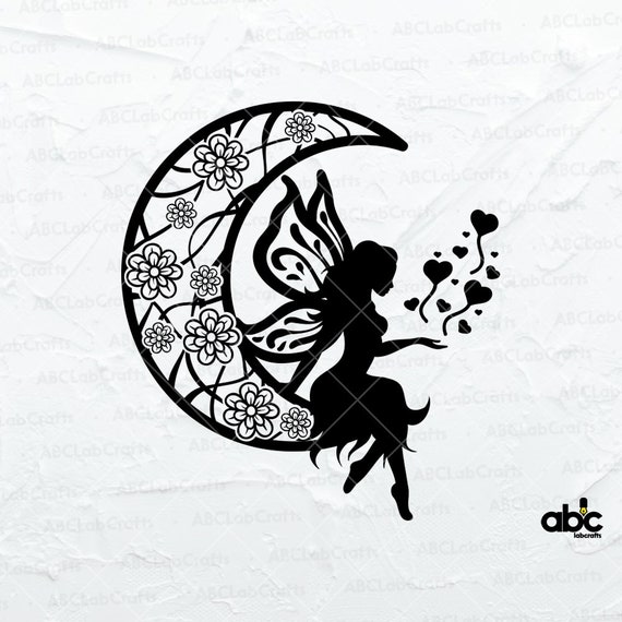 Fairy in the Moon Svg File Fairy Cut Files Fairy Stencil - Etsy