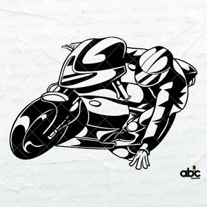 Sports Bike Svg File | Biker Svg | Motorbiker Svg | Biker Svg | Biker Clipart Stencil | Dxf Png Eps Files for Cricut Silhouette Printable