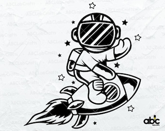 Astronaut Svg File | Space Galaxy Svg | Cute Astronaut Riding A Rocket Svg | Universe Png DXF Jpg Eps File for Cricut Silhouette Printable