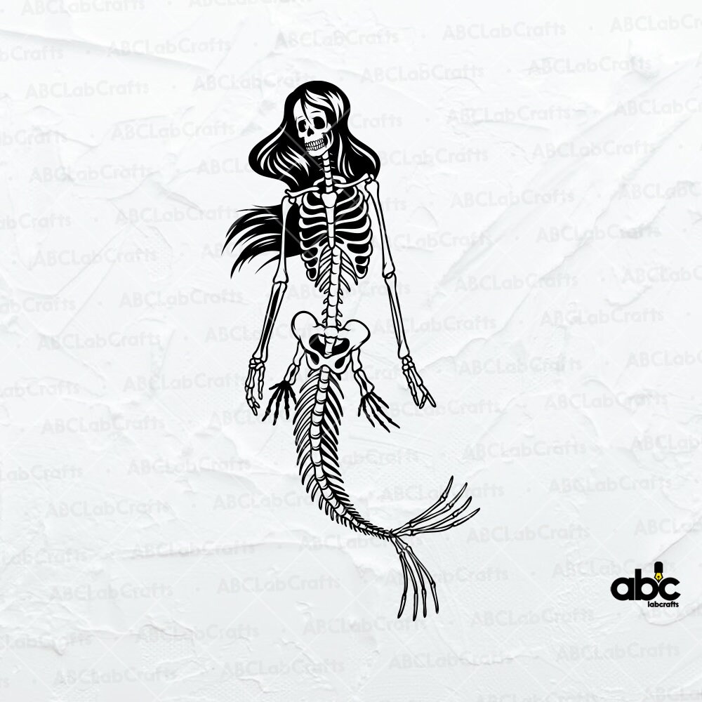 Mermaid Skeleton Svg File Skeleton Svg Gothic Mermaid Svg Etsy Hong Kong
