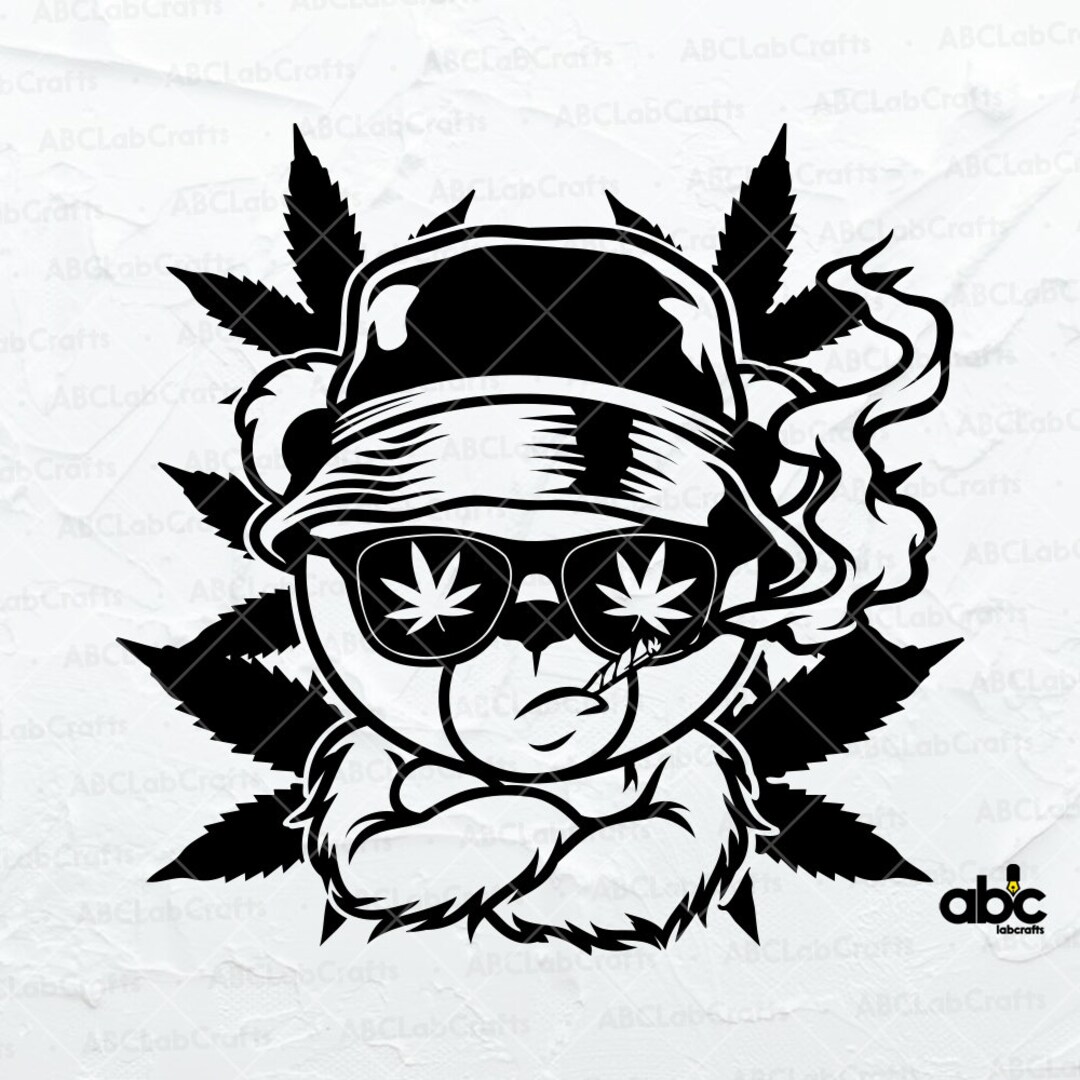 Rasta Teddy Smoking Weed Svg File Joint Blunt Clipart High Dope Bear