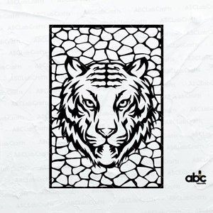 Tiger Wall Art Svg File | Animal Wall Art | Tiger Panel Svg | Glowforge Files | Png DXF Jpg Eps File for Cricut Silhouette Printable