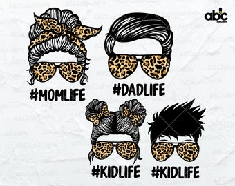 Fam Life Svg Bundle | Mama Leben Kind Leben Svg | Papa Leben Kind Leben Svg | Mama Svg | Leopard Mom Leben Svg | Mama Leben Svg | Bun Haar Leopard Svg