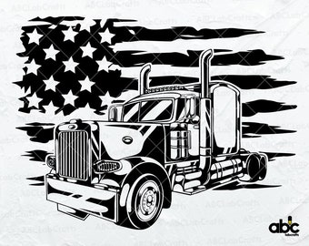 US Semi Truck Svg File | US Truck Svg | Big Truck Svg | Semi Truck Drive Svg | Trucker Svg | Pliki Dxf Png Eps dla Cricut Silhouette Printable