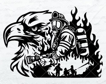 Eagle Fire Fighter Svg File | Fireman Svg | Fireman Dad Svg | Rescue Svg | First Responder Dxf Png Eps Files for Cricut Silhouette Printable