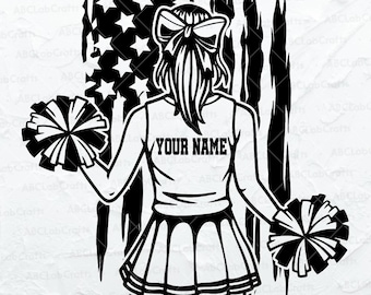 US Cheerleader Personalized Name Svg | Cheerleader Svg | Cheer Dance | Cheerleader Shirt Dxf Png Eps Files for Cricut Silhouette Printable