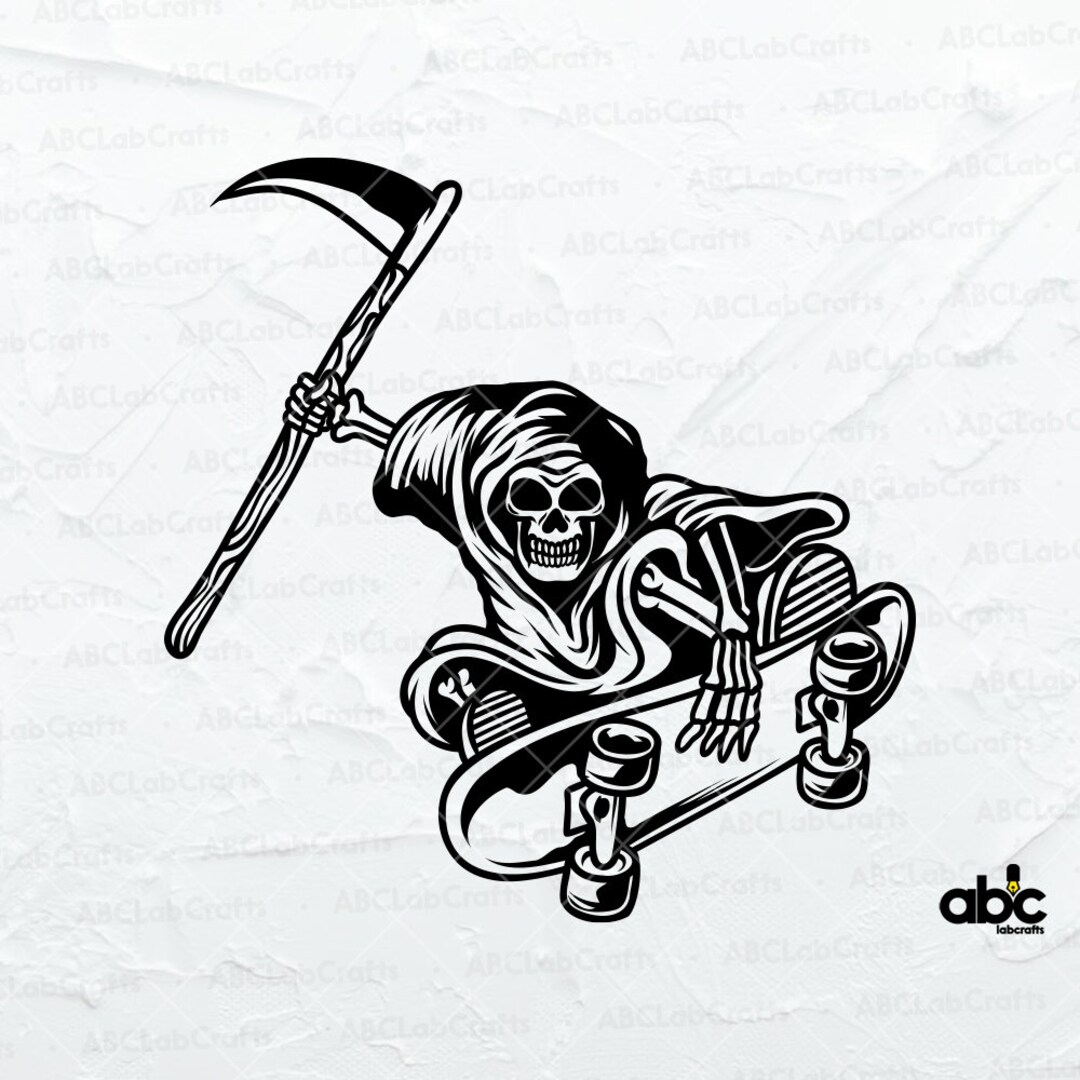 Skateboarding Grim Reaper Svg File Death Skull Skateboarder - Etsy