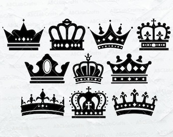 Royal Crown Svg Bundle | King Crown Svg | Royal Crowns Png | Queen Crown Svg | Crown Svg | Dxf Png Eps Files for Cricut Silhouette Printable