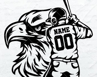 Spersonalizowana nazwa Eagle Baseball Player Svg File | Baseball Team Svg | Baseball Clipart | Pliki Dxf Png Eps dla Cricut Silhouette Printable