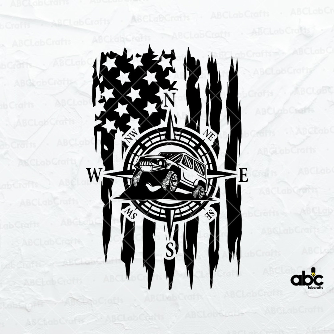 US Compass Car Mountains Svg File Compass Mountain Cut Files Etsy