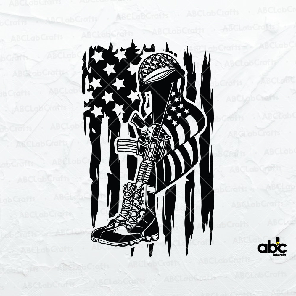 Army Soldier With Flag Drawing