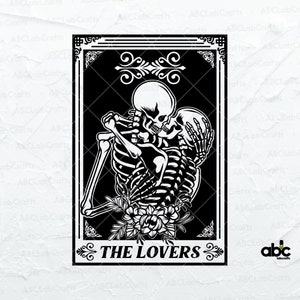 The Skeleton Lovers Svg File | Love Svg | Skeleton Love Tarot Card Svg | Mystical Svg | Png DXF Jpg Eps File for Cricut Silhouette Printable