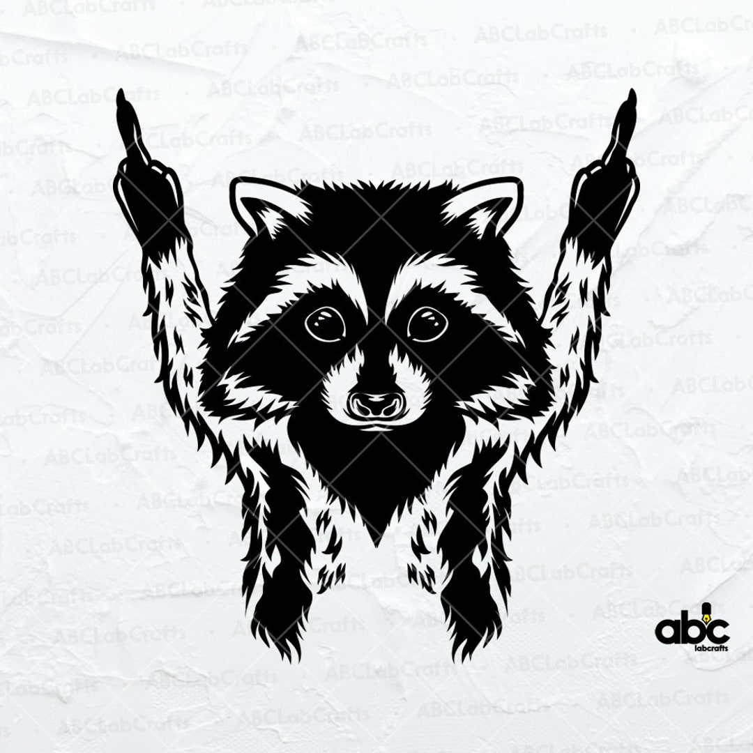 Raccoon Svg File Scavenger Animal Clipart Animal on Middle Finger