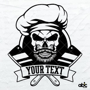 Chef Skull Svg File | Grill Master Svg | Chef Svg| Chef Skull Clipart | Chef Skull Shirt | Dxf Png Eps Files for Cricut Silhouette Printable