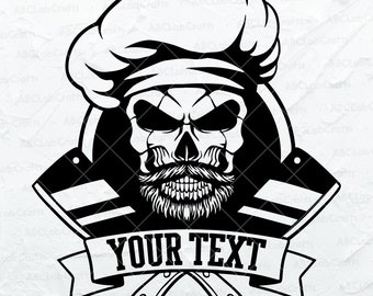 Chef Skull Svg File | Grill Master Svg | Chef Svg| Chef Skull Clipart | Chef Skull Shirt | Dxf Png Eps Files for Cricut Silhouette Printable