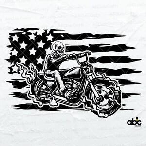 US Biker Skull Svg Bestand | Schedel Svg | Ruiter Svg | Motorfiets Svg | US Biker Shirt Svg | Png DXF Jpg Eps-bestand voor Cricut Silhouet Afdrukbaar