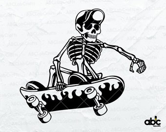 Skelet skateboarden Svg-bestand | Schedel skateboard Svg | Skelet-svg | Skateboarden Svg| Dxf-png-eps-bestanden voor afdrukbare Cricut silhouet