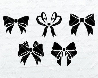 Paquete de arco de cinta svg / cinta svg / silueta de arco de cinta / arco clipart / arco png / archivos Dxf Png Eps para silueta cricut imprimible