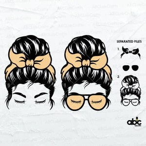 Mom Life Svg File | Momlife Svg | Messy Bun Svg | Lashes Svg | Eyebrows Svg | Glasses Cut Files | Messy Bun Hair Svg