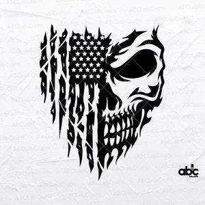 USA Skull Flag Svg File | Patriotic Skull Svg | Skull Svg | Tattered Distressed Flag | Png DXF Jpg Eps File for Cricut Silhouette Printable