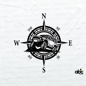 Compass Car Mountains Svg File | Compass Mountain Cut Files | Nature and Trees Svg | Outdoor Svg | Adventure Svg | Mountain Trail Svg
