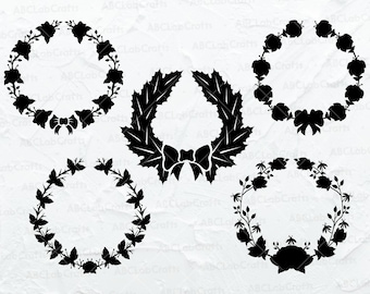 Kranz Bundle | Blumenkranz Png | Blumenmuster | Blumenkranz geschnitten Datei | Blumen Png | Dxf Png Eps Dateien für Cricut Silhouette Printable
