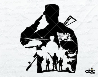 US Soldier Svg File | Military Svg | Veteran Soldier Svg | US Flag | Soldier Cut File | Military Png | US Soldier for Cricut and Silhouette