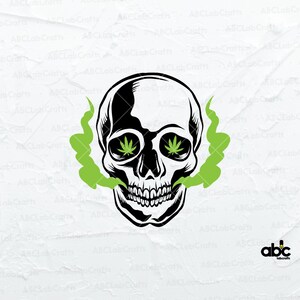Skull Smoking Weed Svg File | Cannabis Svg | Skull Svg | Smoking Cannabis Svg | Smoking Marijuana Svg | Smoking Weed Svg | CuttingFiles