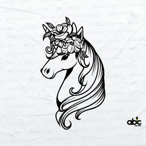 Floral Unicorn Svg File | Unicorn Clipart | Cute Unicorn Png | Unicorn Shirt Svg | Png DXF Jpg Eps File for Cricut Silhouette Printable