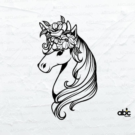 Floral Unicorn Svg File Unicorn Clipart Cute Unicorn Png Etsy