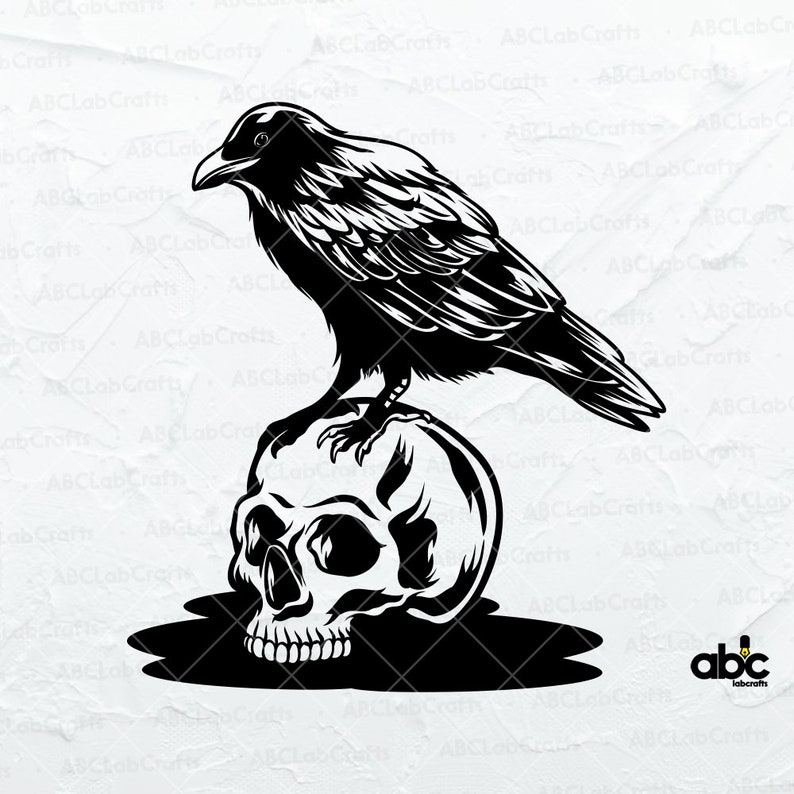 Crow on Skull Svg File Halloween Svg Skull Svg Gothic - Etsy