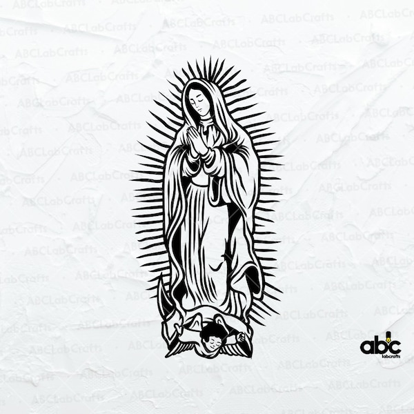 Virgin Mary Svg | Mother Mary Illustration | Mary Mother of God | Christian Svg | Church Svg | Religious Svg | Virgen De Guadalupe