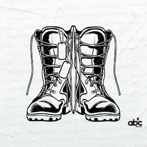 Combat Boots Illustration Svg File | Combat Boots Clipart | Military Combat Boots Svg | Army Combat Boots Svg | Cutting Files