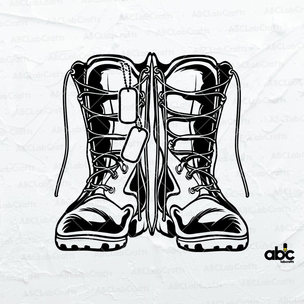 Military Combat Boots Drawing